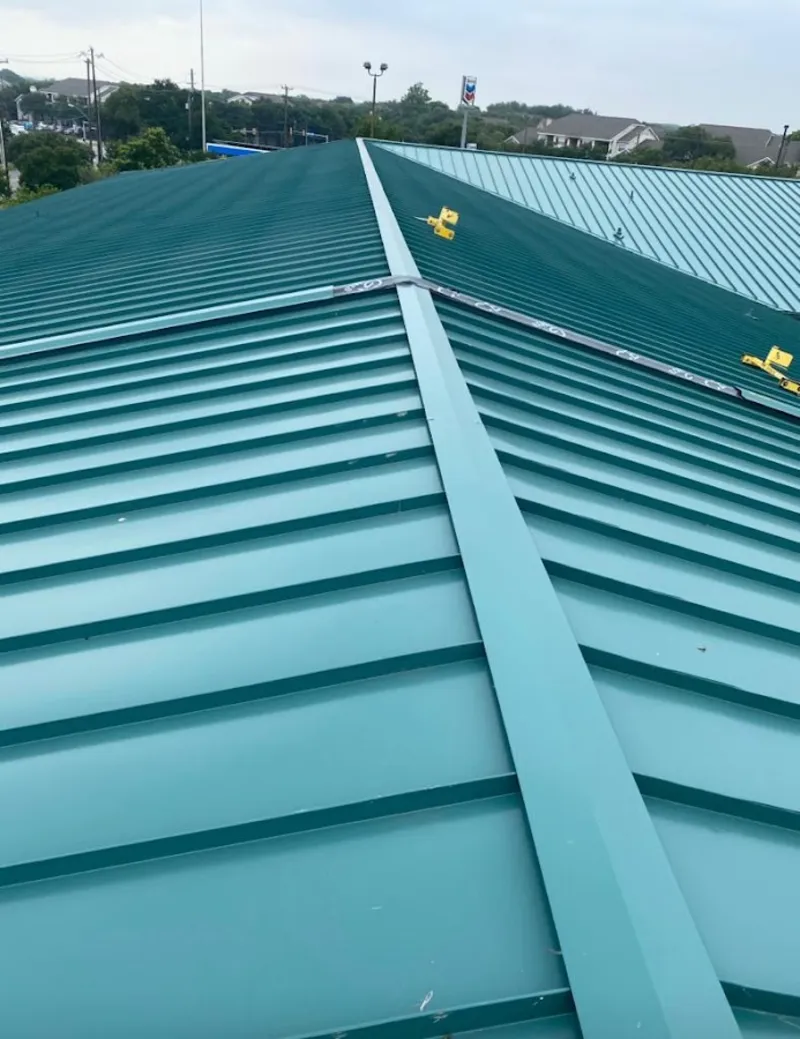 Green commercial metal roof ridge and valley for Metal Roof Repair in West Haverstraw